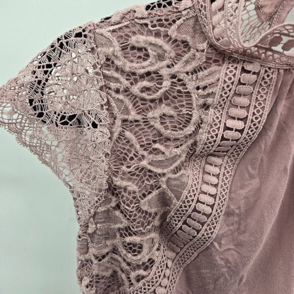 Cable & Gauge Light Purple Lace Collar Cap Sleeve Size XS - Picture 3 of 10